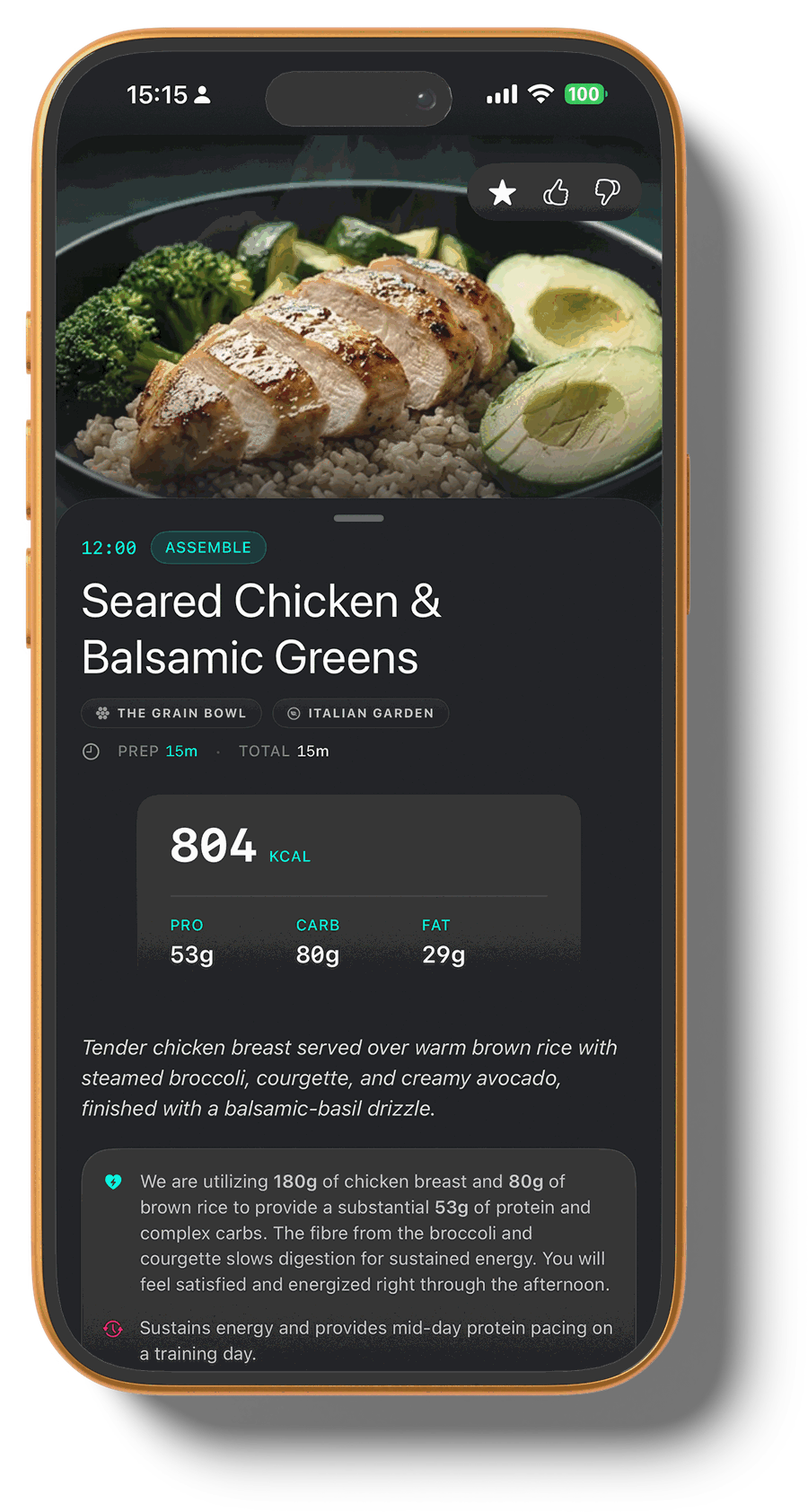 Adaptive pre-workout meal